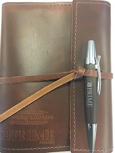 Rustico Writers Log Leather Notebook.  Art debossed on front.