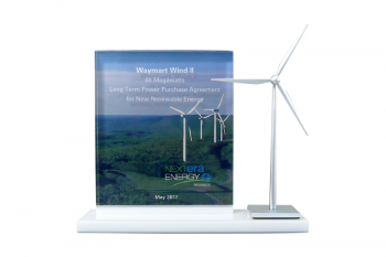 Magnetic metal windmill mounted on a Lucite base with magnet embedments