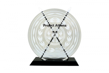 Clear Lucite shield with actual miniature spears mounted in back