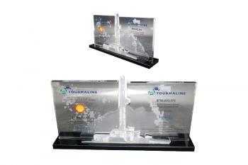 Multi layered crystal award, 3D etching