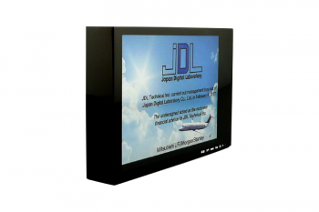 Black plexiglass shadowbox, artwork printed on front & back